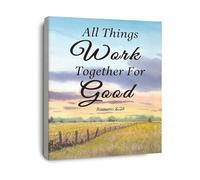 ITCLEYMDZV Inspirational Scripture Print Romans 8 28 Canvas Wall-Art for Home Decor and Gift(Unframed,16x24inch(40x60cm))