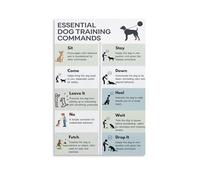 ITCLEYMDZV Silent Dog Training Commands Chart: Hand Signals Guide for Obedience, Canvas Wall-Art for Pet Owners & Trainers(Unframed,12x18inch(30x45cm))