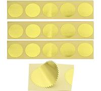 Iteal 100pcs 45mm Gold Blank Embosser Stickers - Metallic Foil Embossing Certificate Sealing Labels With Serrated Edge for Awards, Legal, Notary Seal (Gold)