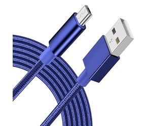 iTechCover Braided USB Cable Charging Cord/Charger Power Lead Wire Compatible with Babymoov Babyphone Premium Care BC-63 A014201 Baby Monitor/Blue / (3m / 9.9ft)