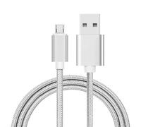 iTechCover Braided USB Cable Charging Cord/Charger Power Lead Wire Compatible with Blackberry Curve 9320 Mobile Smart Phone/White / (2m / 6.6ft)