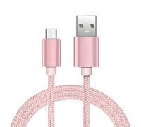 iTechCover Braided USB Cable Charging Cord/Charger Power Lead Wire Compatible with RED5 LED CLOCK FAN WITH STAND/Rose Gold / (1m / 3.3ft)
