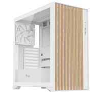 Itek Case Wood - ATX Gaming Tower, 3 x 14 cm, White Fan, 2 x USB3, Type-C, Wood Front, Temp Glass Side Panel, White Edition