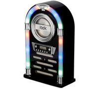 iTek Jukebox with CD Player, FM Radio and Bluetooth Connection, Remote Control Included, Gloss Black