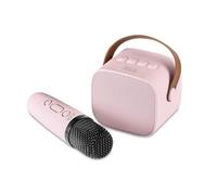 iTek I58081PNK Vibes Mini Karaoke Bluetooth Speaker with a Wireless Microphone, Rechargeable Battery, USB and TF Card Slot, 3.5mm AUX port, 5W, Pink