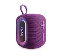 iTek I58084PUR Vibes Wireless Bluetooth Speaker with 7 Multi-coloured LED Light Modes, AUX-In, USB. TWS Capability and Automatic Shut-Off, 5W, Purple