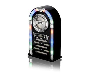 iTek Jukebox with CD Player, FM Radio and Bluetooth Connection, Remote Control Included, Gloss Black