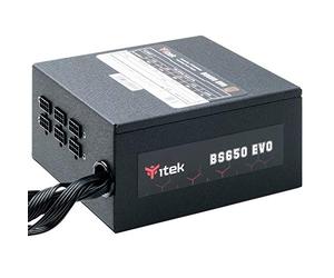 ITEK Power Supply for PC BS650 EVO - 650W HDB Hydraulic Dynamic Bearing 12mm Active PFC Protection Efficiency Certification 80 Plus Bronze HDB Fan 12cm Semi Modular Plug