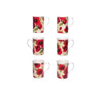 (Item 2F) Kirsty Jayne China- 10Fl oz Bone China Poppy Chintz Beakers, Mugs, Cups- Packed in a Kirsty Jayne China Gift Boxed (Set of 6