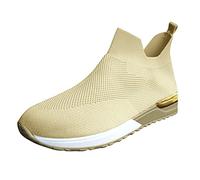 Items 1p Slip on Trainers Womens High Top Running Shoes Lightweight Wide Fit Wedge Trainers Casual Non-Slip Sneakers Breathable Mesh Orthopedic Shoes Soft Sole Gym Shoes Round Toe Khaki