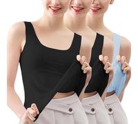 Items Under 1 Pound Today's Deals HUIFUAO 3 Pack Tank Top Women Plus Size Sleeveless Vest Summer Basic Undershirt Black Square Neck Gym Sport Running Yoga T Shirt Deal of The Day Prime Today