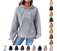Items Under 15 Pounds Hoodies for Women UK Oversized Lightweight Waffle Hoodie Long Sleeve Casual Hooded Sweatershirt Autumn Winter Pullover Tops with Drawstrings My Account