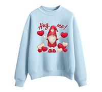 items Women 3/4 Sleeve Tops Valentine Valentines Day Womens Loose Sweatshirt Printed Round Neck Oversize todays offers special deals Sky Blue