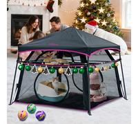 ITENT Cat Enclosure Kitten and Cat Tower Tent for Indoor and Outdoor,2 Tier Cat Cage Inside, X-Large Outdoor Catio,Portable and Foldable,Two Doors Design can Assemble More Shapes (Patent Pended)