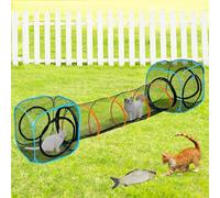 ITENT Collapsible Cat Play Tunnel & House for Indoor/Outdoor, Easy Connect with Cat Tent (2 Cubes + Run Tunnel)