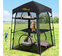 Itent Extra Large Catio Outdoor Cat Enclosure,3 Tier Cat Tower Tent Weatherproof & Sunproof with 3 Doors, Foladable and Portable for Patio, Deck,Camping, Indoor & Outdoor(Patented)