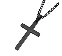 ITESSY Cross Necklace for Men, Silver Cross Pendant Necklace for Women | 316L Stainless Steel Cross Necklaces Gifts for Christian Birthday Christmas Easter Gifts Thanksgiving Day, Silver/Gold/Black