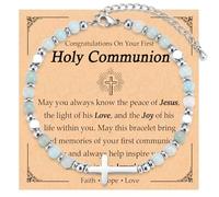 ITESSY Happy 10th 13th 14th 15th 16th 18th 21st Birthday Bracelet Gifts for Girls, Religious Christian Cross Bracelet Jewelry Bday Presents for Her, 7.4"+ 2.1" extension, Stone, no gemstone