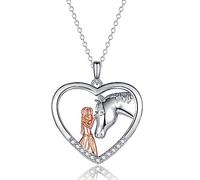 ITESSY Horse Necklace for Girls and Women - S925 Sterling Silver Girl and Horse Pendant Jewelry - Horsey Gifts for Teenage Horse Lovers