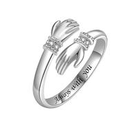 ITESSY Hug Rings for Women Men, Engraved Words Adjustable Open Hugging Hands Ring Gifts for Daughter Granddaughter Niece Friends