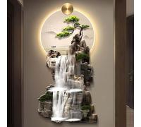 ITETONE 3D Art Decor with Led Light, Oriental Decor Traditional Chinese Wall Hanging Painting, Large Metal Wall Art, for Bedroom Living Room Entrance(A,120 * 60CM)