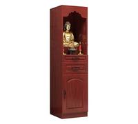 ITETONE Altar Table with Storage Drawers, Personal Shrine Meditation Table, Pooja Mandir with Pull-Out Storage Board, for Prayers, Rituals, Divination (Red, 15.7 * 15.7 * 65.3in)