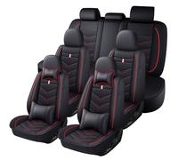 ITETONE Car Seat Cover 7 Seats for Chrysler Pacifica Hybrid 2017-2025, Waterproof Durable Premium Leather Car Seat Protector, Comfortable Anti-Slip Stylish Sport Seat Cover(7 Seats Luxury,Black Red)