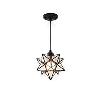 ITETONE E27 Pendant Lights Nordic Moravian Star Pendant Lamp With PVC Lampshade Ceiling Hanging Chandelier Shade For Corridor Aisle Staircase Entrance(color:Gold/Black)