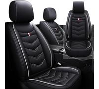 ITETONE Front Seat Cover for Cadillac Escalade ESV 2003-2025, Waterproof Durable Premium Leather Car Seat Protector, Comfortable Anti-Slip Stylish Sport Seat Cover(2 Seats Standard,Black White)