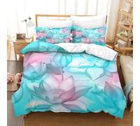 ITETONE Lotus Flower Blossom 3 Pieces Duvet Cover Set, 3D Printed Bedding With Quilt Covers,Zipper Closure for Teen Girls,Ultra Soft Microfiber Material Double（200x200cm）