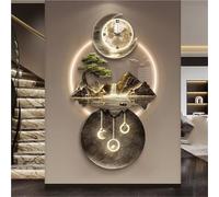ITETONE Modern 3D Wall Art Sculpture with LED Light, Plug-in Clock Home Decor, UV Engraved Wall Hanging for Bedroom, Living Room, Apartment(B,19.7"x39.4")
