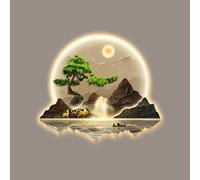 ITETONE Modern Home Decorative Painting with LED Light,Crystal Porcelain Wall Art with Simulated Green Plants,Home Decor Wall Hanging Painting,Suitable for Bedroom, Kitchen(H,60 * 50cm/23.6 * 19.7in)