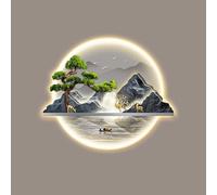 ITETONE Modern Home Decorative Painting with LED Light,Crystal Porcelain Wall Art with Simulated Green Plants,Home Decor Wall Hanging Painting,Suitable for Bedroom, Kitchen(C,60 * 50cm/23.6 * 19.7in)