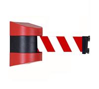 ITETONE Retractable Belt Barrier - Wall Mounted Safety Tape, 10m/32ft Red/White Stripe, Ideal for Retail Stores, Airports, Crowd Control & Security Solutions