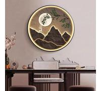 ITETONE Round LED Backlit Landscape 3D Wall Art Wall, Modern Chinese Style Decoration for Home Office, Bedroom, Living Room, Meditation Space(15.7x15.7)