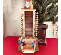 ITETONE Santa Chimney Advent Calendar 2024, Wooden Advent Calendar, Christmas Countdown Advent Calendar - Santa down the Chimney, Vintage-Style Wooden 3D Advent Calendar A