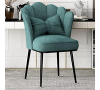 ITETONE Velvet Vanity Chair, Home Office Desk Chair No Wheels Cute Makeup Vanity Chair, Upholstery Dining Chairs Modern Accent Chair for Bedroom Living Room Kitchen(56x63x45cm(22x25x18inch), Green)