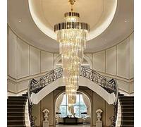 ITETONE Villa Crystal Chandelier, Golden Atmosphere Living Room Chandelier, Stair Lamp Long Chandelier,Crystal Chandelier Modern Spectacular LED Spiral Sphere K9 Ceiling Light Fixture