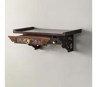 ITETONE Wall-Mounted Buddhist Pooja Cabinet, Bamboo Shrine Altar Table, Pooja Table with Drawer for Home, Shrine, Ancestral Hall, Temple (Black, 15.7 * 11.8 * 7.8in)