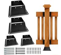 ITEVE.GD 4 PCS 4x4 Post Bases,Sturdy Post Holder Brackets & Deck Railing Braclets for 3.5"x3.5" Wood Post, Black Powder Coated Surface for Pergola,Fence,Porch,Handrail