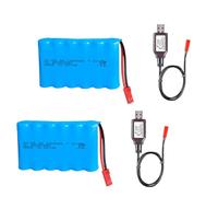 Itexkun 2 Pcs 7.2v 1400mah Ni-Cd Rechargable JST Battery with 2 x USB Cable for New Version TR-211 TR-212 TR-215 550 15 Channel RC Excavator