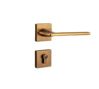 ITFOWIYD Indoor Home Bedroom Silent Magnetic Door Lock Bathroom Door Handle Modern Simple Black American Style(B9 2001 yellow patina)