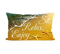 ITFRO Summer Hiking Adventure with Funny Quotes Sit Relax Enjoy Burlap Throw Pillow Case Cushion Cover Sofa Decorative Rectangle 12x20 inches