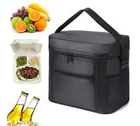 iTGOOS 11L Lunch Bag Insulated Reusable Lunch Bags Cooler Bag Thermal Lunch Tote Bags Foldable Picnic Cooler Bag Waterproof Leak-Proof for Outdoor Beach Camping BBQ Travel Black