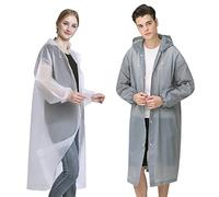 iTGOOS 2 Pieces Raincoats Waterproof Poncho Adult Lightweight Reusable Rain Poncho Transparent Foldable Poncho with Hood Plastic Emergency Waterproof Raincoat