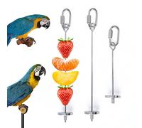 iTGOOS 2Pcs Parrot Skewer Feeder,Stainless Steel Parrot Fruit Stick Holder,Bird Food Holder,Birds Foraging Toy for Parrots Cockatoo Cockatiel Cage
