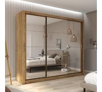 ithaca mirrored wardrobe with 3 sliding doors in oak shetland
