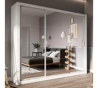 ithaca mirrored wardrobe with 3 sliding doors in white