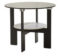 ithaca tall grey glass top coffee table with white ceramic undershelf
