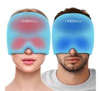iTHERAU Migraine Mask Headache Mask, 360° Coverage Adjustable Migraine Hat Migraine Relief Cap, Cold Warm Compress Cooling Pads Gel for Headaches, Swollen Eyes, Sinuses